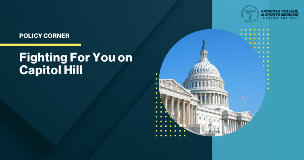 ACSM Policy Corner cover. image of the capitol building and the text: Fighting for You on Capitol Hill