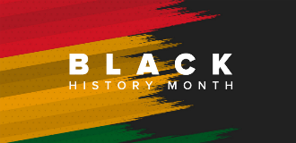 black history month text with red, yellow and green background