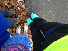 kids feet walking to school