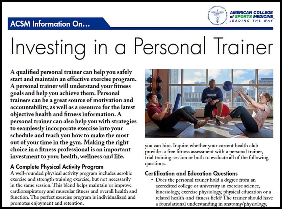 How to Choose a Personal Trainer ACSM