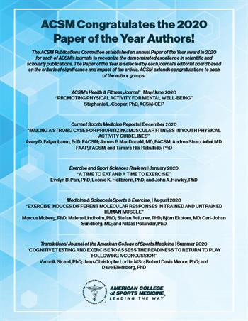 2020 ACSM journals paper of the year authors